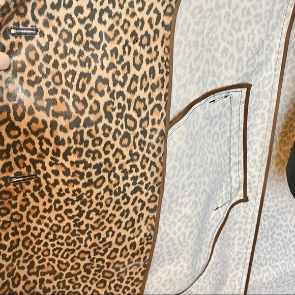 Leopard Print Water Resistant Coated Trench Coat - Picture 7 of 8